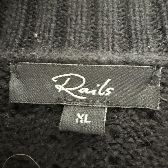 Rails Cardigan Sweater Womens XL Black Camel Stripe Isla Puff Sleeve Button - Picture 5 of 13